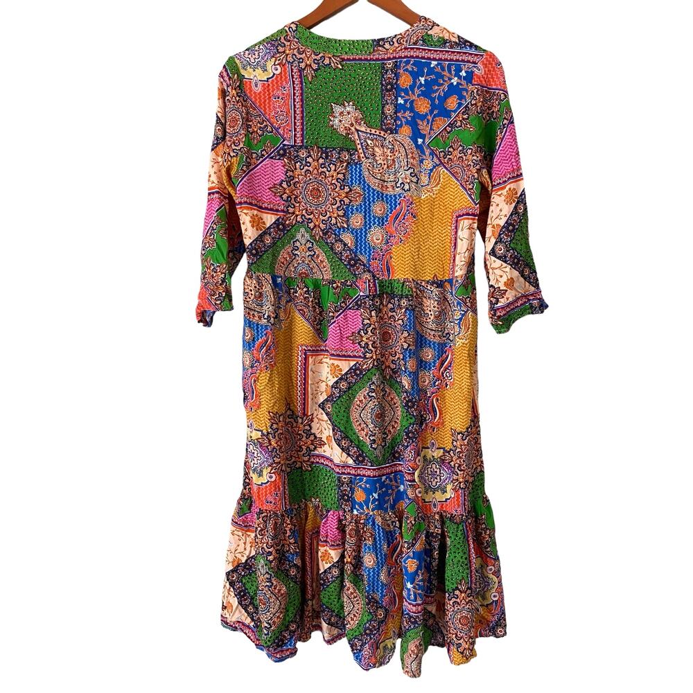 Colorful Patchwork Midi Dress - Picture 2 of 7